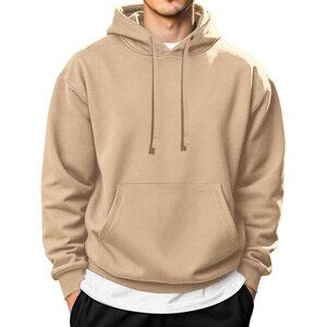 COOFANDY Men Camel Pullover Long Sleeve Drawstring Gym Hoodies Sweatshirt